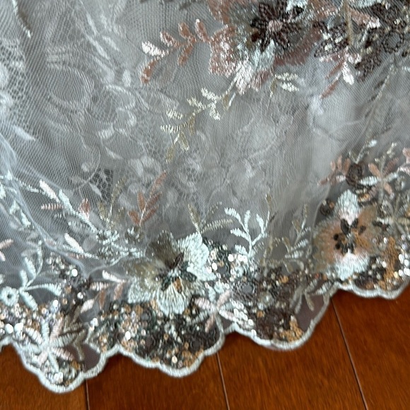 Mac Duggal EMBELLISHED V NECK ILLUSION LONG SLEEVE GOWN size 16 $698 - Picture 12 of 16